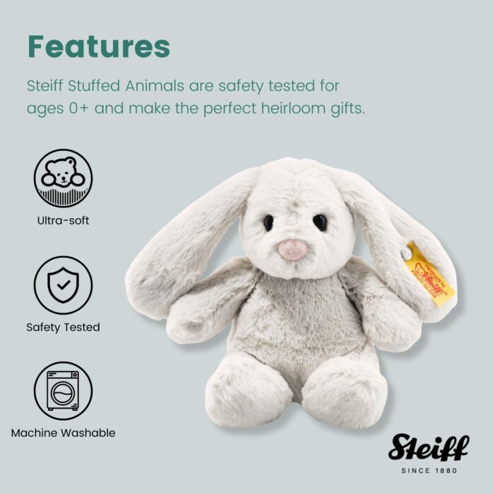 Steiff Soft Cuddly Friends Hoppie Rabbit, Light Grey, 18, 80463, Rainy Day - Image 3