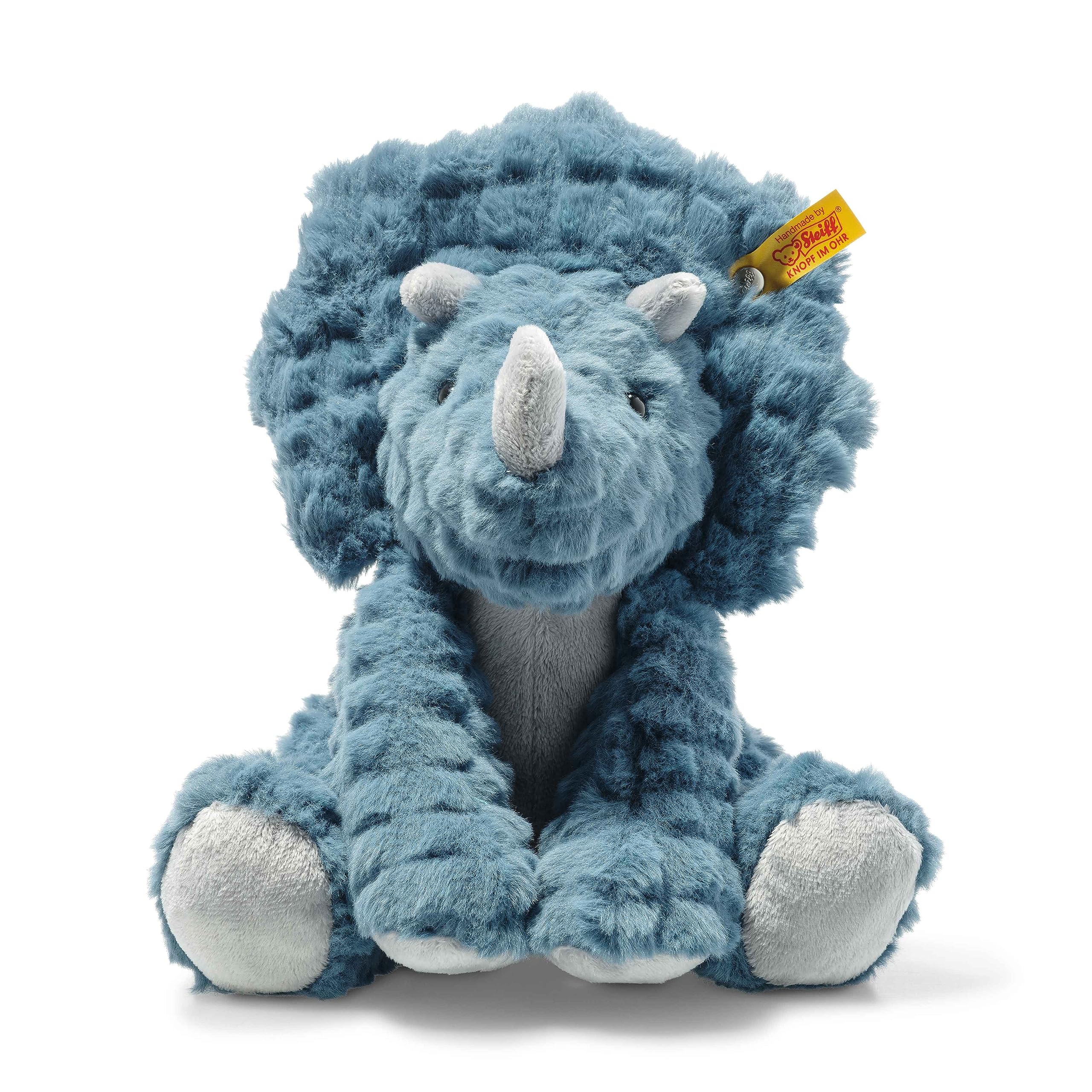 91son8NLHEL Steiff 087806 Soft Cuddly Friends Dixi triceratops, pe,28 cm, Aegean Blue - Image 1