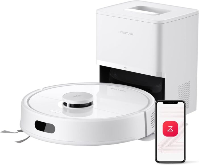roborock Q7 L5+ Robot Vacuum Cleaner with Mop, 8000Pa Strong Suction, Up to 7 Weeks of Hands Free Cleaning, Dual Anti-Tangle System for Pet Hair&Carpet, PreciSense LiDAR Navigation, APP Control, White