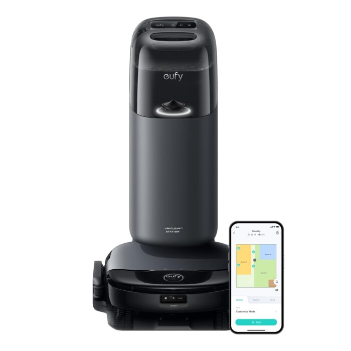 eufy X8 Pro Robot Vacuum Cleaner with Mop and Self-Empty Station, Twin-Turbine™ 2× 4000Pa Suction, Active Detangling™ Roller Brush, and iPath™ Laser Navigation for Pet Hair