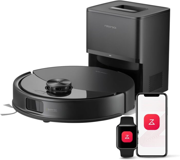 roborock Q10 S5+ Robot Vacuum, Self-Emptying, 10000Pa Suction, Up to 7 Weeks of Hands Free Cleaning, Dual Anti-Tangle Design, VibraRise 2.0&Auto Lifting Mopping System, Obstacle Avoidance (Black)