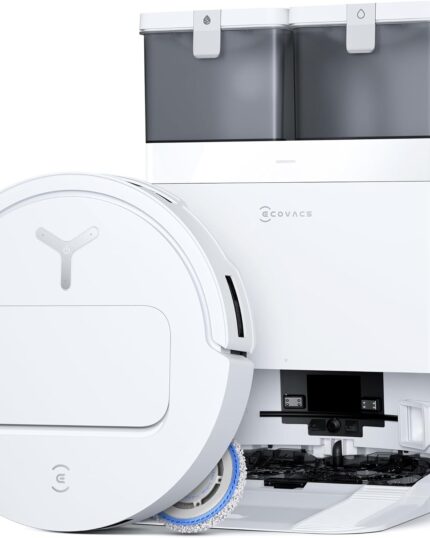 ECOVACS DEEBOT T50 PRO OMNI Robot Vacuum,Extend Side Brush and Mop, 15,000Pa, AIVI 3D 3.0, Auto Cleaning Solution Adding, 75℃ Hot Water Mop Washing, Hot Air-Drying, Ultra-thin 81mm, White