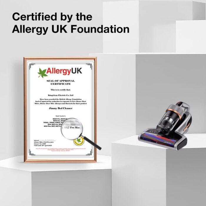 Jimmy BX7 Pro Max Mattress & Bed Vacuum Cleaner 700W Power 15kPa Suction with UV-C Light 65°C Heat & Graphene Tech, Dust Mite Sensor, Negative-ion Function for Mattresses Bed Upholstery Deep Cleaning