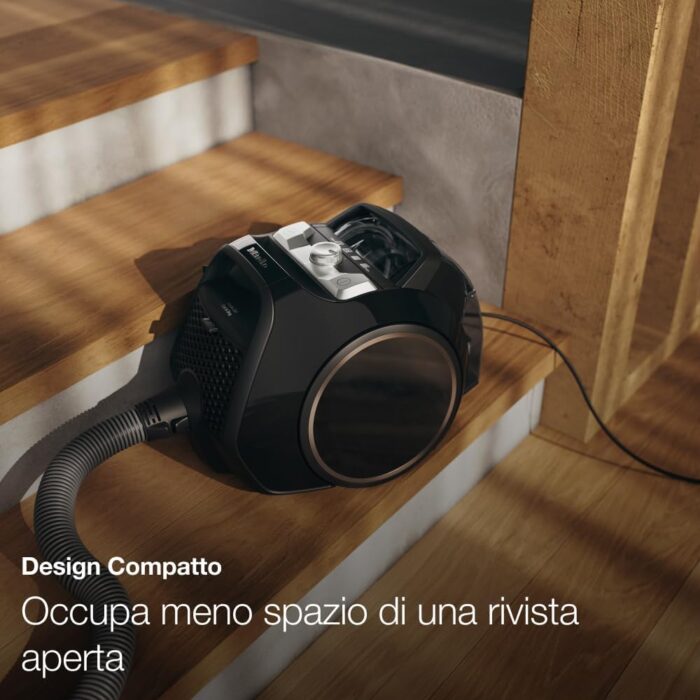 Miele Boost CX1 Parquet – Performance, Compact and Handy Vacuum Cleaner with Vortex Technology and HEPA Filter, Parquet Brush, White & Rose Gold with Tinted Collector