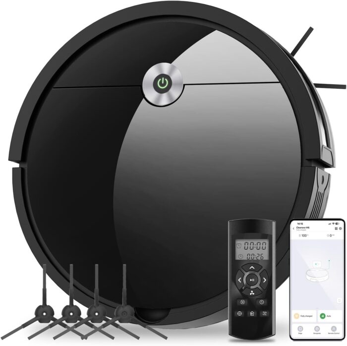 Vexilar W15 Robot Vacuum and Mop with Multi-Cyclone Bagless Self Emptying Docking Station, 10000Pa Suction, LiDAR Navigation, 5 Maps, 180Min Runtime, Robotic Vacuum for Pet Hair, Carpet and Hard Floor