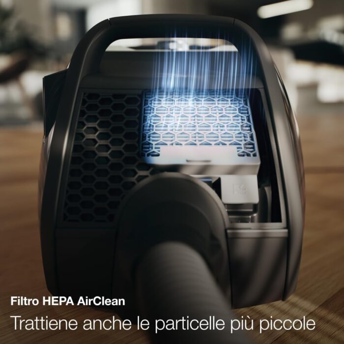 Miele Boost CX1 Parquet – Performance, Compact and Handy Vacuum Cleaner with Vortex Technology and HEPA Filter, Parquet Brush, White & Rose Gold with Tinted Collector