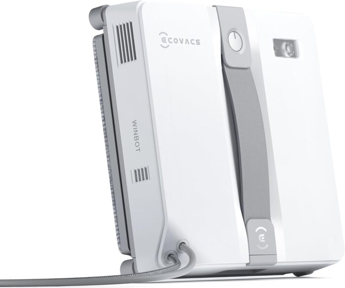 ECOVACS WINBOT MINI Window Cleaning Robot - Compact Design, Dual Nozzles with Ultrasonic Spray, 9-stage Protection System, Intelligent Path Planning, 3 Cleaning Modes, Anti-Slipping System - Grey