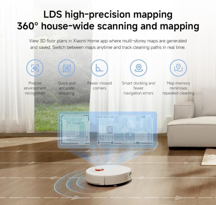 XIAOMI H40 Self-Emptying Robot Vacuum with Mop, Up to 90 Days Freedom from Maintenance, Powerful 10000Pa Suction, LDS Navigation,Anti-Tangle System, App and Voice Control