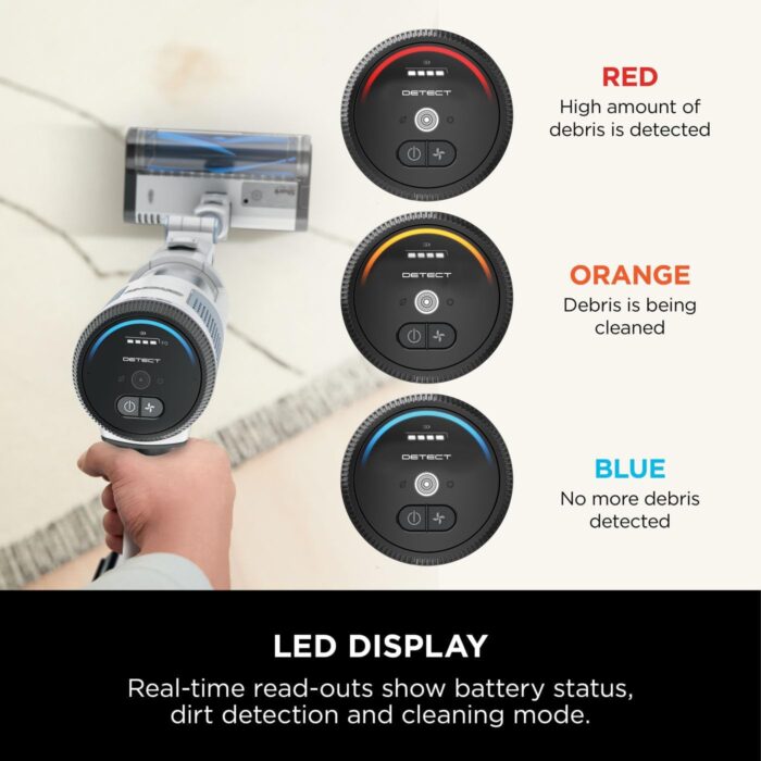 Shark Detect Clean & Empty Cordless Vacuum Cleaner with Auto-Empty System, Lightweight & Flexible Anti Hair Wrap Vacuum with Pet & Duster-Crevice Tools, 60 Mins Run-Time, Dock, Cloudy Blue IW4621UKT