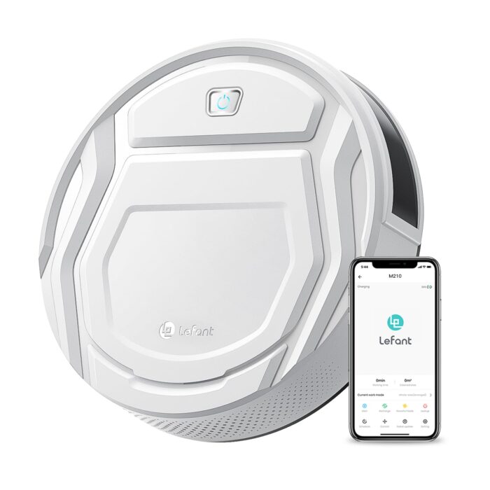 Lefant M330 Pro Robot Vacuum with Mop, 5000Pa, dToF Laser Navigation, 190° Obstacle Detection, Wi-Fi/Alexa Control, 150 Min Runtime, for Pet Hair, Light Grey