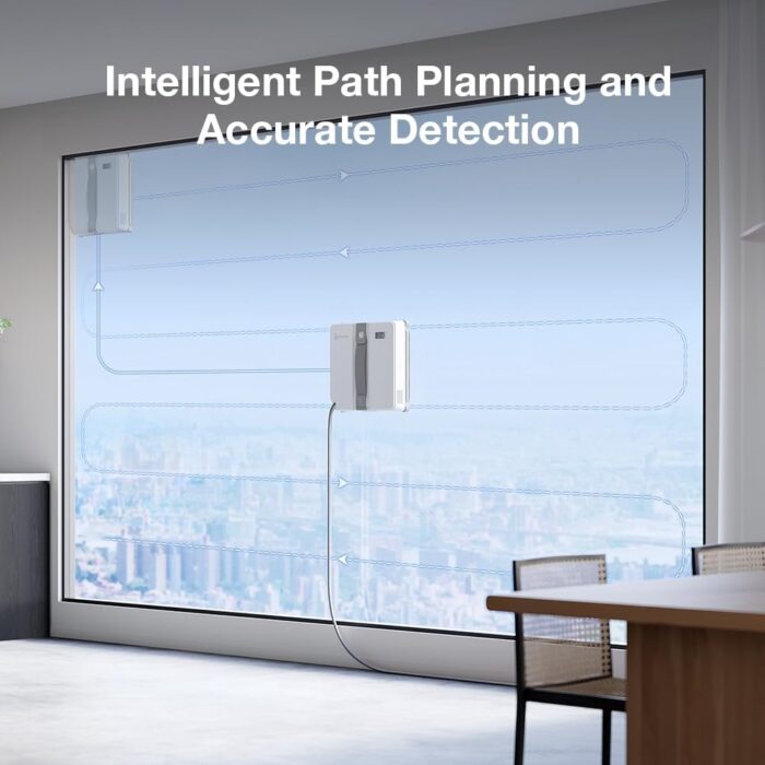 ECOVACS WINBOT MINI Window Cleaning Robot - Compact Design, Dual Nozzles with Ultrasonic Spray, 9-stage Protection System, Intelligent Path Planning, 3 Cleaning Modes, Anti-Slipping System - Grey