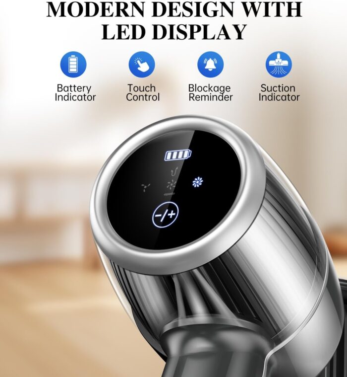 Cordless Vacuum Cleaner Stick Vacuums - Powerful Lightweight Electric Brooms Upright Handheld Wireless Bagless Battery Rechargeable Cleaners Anti Hair Wrap for Pet Stair Carpet Car Home