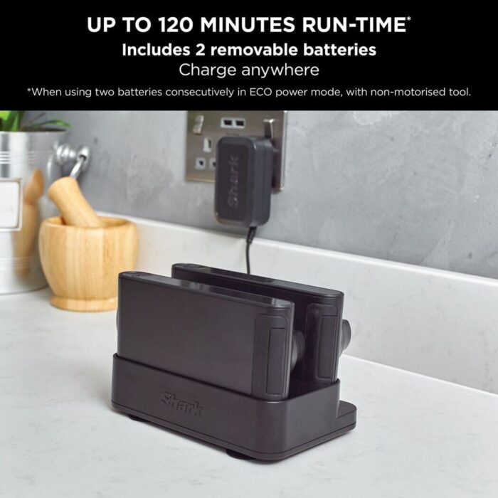 Shark Stratos Cordless Stick Vacuum Cleaner Pet Pro with Anti Hair Wrap Plus, 120 Mins Run-Time (2 Batteries), Clean Sense IQ & Anti-Odour, Pet, Crevice & Multi-Surface Tools, Charcoal/Silver IZ420UKT