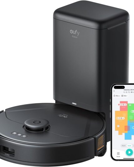 eufy X8 Pro Robot Vacuum Cleaner with Mop and Self-Empty Station, Twin-Turbine™ 2× 4000Pa Suction, Active Detangling™ Roller Brush, and iPath™ Laser Navigation for Pet Hair