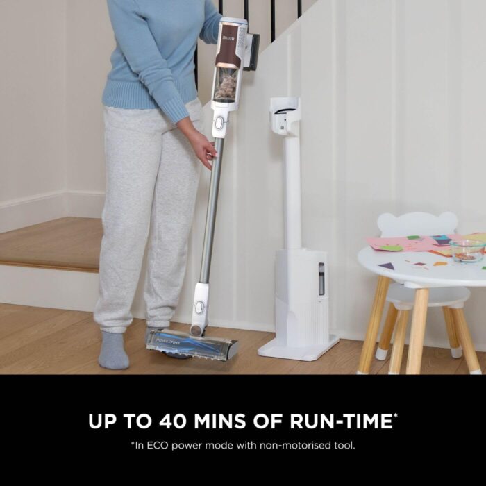 Shark Clean & Empty Cordless Vacuum Cleaner with Auto-Empty System, Lightweight Anti Hair Wrap Vacuum with Pet & Crevice Tools, 40 Mins, Charging Dock, LED Headlights, White,Mohogany, BU3521UKTSB