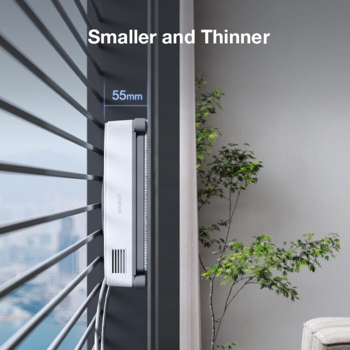 ECOVACS WINBOT MINI Window Cleaning Robot - Compact Design, Dual Nozzles with Ultrasonic Spray, 9-stage Protection System, Intelligent Path Planning, 3 Cleaning Modes, Anti-Slipping System - Grey