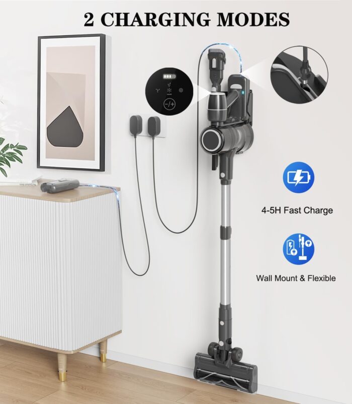 Cordless Vacuum Cleaner Stick Vacuums - Powerful Lightweight Electric Brooms Upright Handheld Wireless Bagless Battery Rechargeable Cleaners Anti Hair Wrap for Pet Stair Carpet Car Home