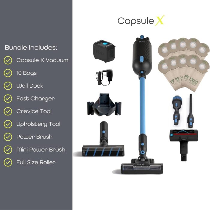 Halo Capsule X Pets Cordless Vacuum Cleaner | Best Buy Which? 2025 & Good Housekeeping 2025| Mini Power Brush, Hard Floor Roller, 10 Bags & Wall Dock | 60 Mins Run | 2.0 Litre Capacity & HEPA Filter