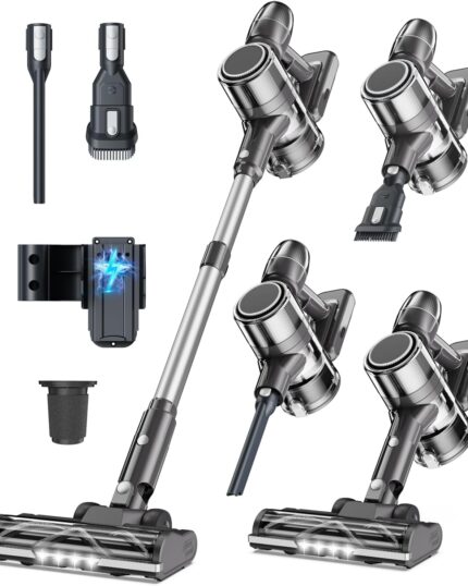 Cordless Vacuum Cleaner Stick Vacuums - Powerful Lightweight Electric Brooms Upright Handheld Wireless Bagless Battery Rechargeable Cleaners Anti Hair Wrap for Pet Stair Carpet Car Home
