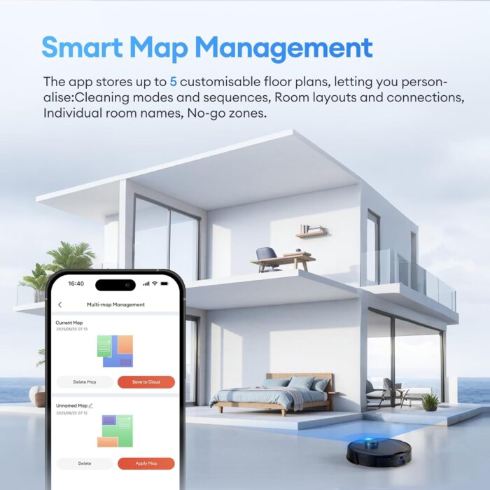 Ultenic T20 Pro Self Emptying Robot Vacuum Cleaner with Mop 8000Pa, 180 Mins Runtime, LiDAR Navigation, Up to 10 Weeks of Hands Free Cleaning Robot Vacuum for Pet Hair, Carpet, All Floors