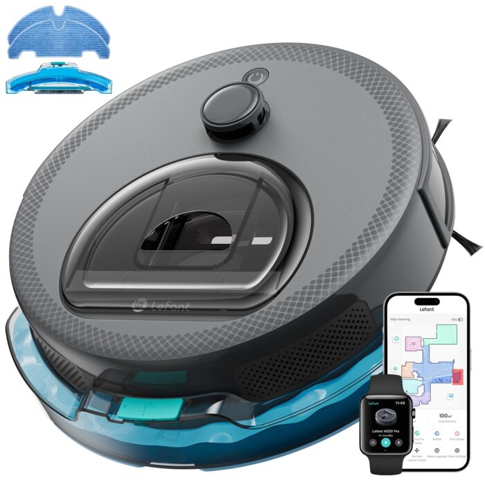 Lefant M3 Robot Vacuum Cleaner with Mop, Self-Emptying All-in-One Station, 12,000Pa Suction, dToF Laser Navigation, Dual-Spin Mops, 45°C Hot Water Auto-Wash & Air-Dry, Works on WiFi 2.4G & 5G