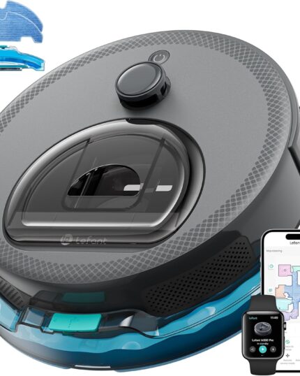 Lefant M330 Pro Robot Vacuum with Mop, 5000Pa, dToF Laser Navigation, 190° Obstacle Detection, Wi-Fi/Alexa Control, 150 Min Runtime, for Pet Hair, Light Grey