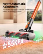 Cordless Vacuum Cleaner 50KPA/600W/65 Mins Cordless Stick Vacuum with Touch Screen, Anti-tangle&AUTO Mode,Wall Charging Powerful Handheld Vacuums for Home Carpet/Car/Pet Hair - Ideal for UK Homes