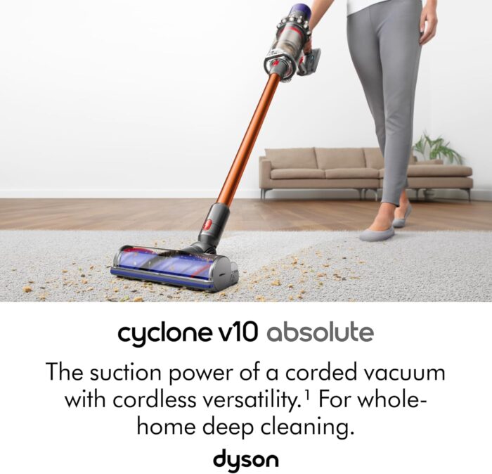 Dyson Cyclone V10 Absolute cordless vacuum cleaner, 150 AW, 60min runtime, Hair de-tangling (Nickel/Copper)