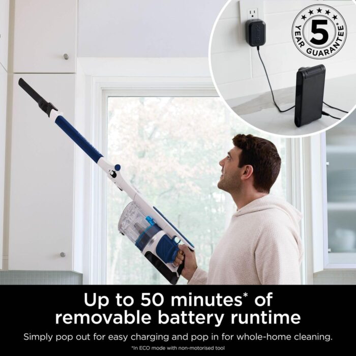 Shark PowerPro Cordless Stick Vacuum Cleaner, Lightweight, Floor Detect Technology, Anti-Hair Wrap Technology, Anti-Allergen Complete Seal, Flexible, Handheld mode, Navy Metallic, IZ380UK