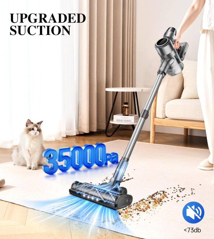 Cordless Vacuum Cleaner Stick Vacuums - Powerful Lightweight Electric Brooms Upright Handheld Wireless Bagless Battery Rechargeable Cleaners Anti Hair Wrap for Pet Stair Carpet Car Home