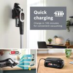 Bosch Unlimited 9 Cordless Vacuum Cleaner, 60-Minute Runtime, 3.0 Ah Battery Pack, MicroClean Technology, Easy Empty Dust Box, LED Lights, White, BBS931WGB