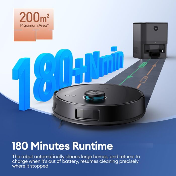 Ultenic T20 Pro Self Emptying Robot Vacuum Cleaner with Mop 8000Pa, 180 Mins Runtime, LiDAR Navigation, Up to 10 Weeks of Hands Free Cleaning Robot Vacuum for Pet Hair, Carpet, All Floors
