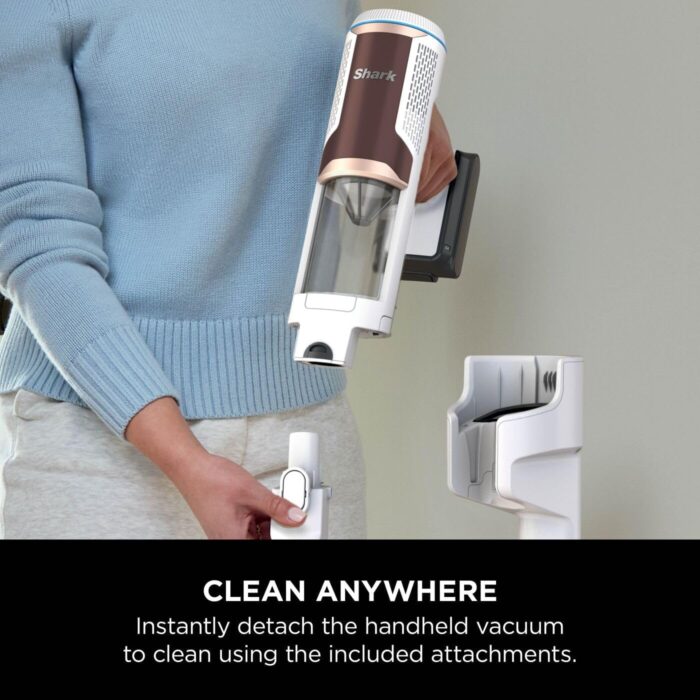 Shark Clean & Empty Cordless Vacuum Cleaner with Auto-Empty System, Lightweight Anti Hair Wrap Vacuum with Pet & Crevice Tools, 40 Mins, Charging Dock, LED Headlights, White,Mohogany, BU3521UKTSB