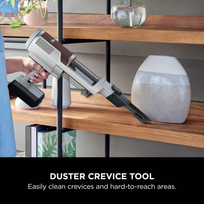 Shark Clean & Empty Cordless Vacuum Cleaner with Auto-Empty System, Lightweight Anti Hair Wrap Vacuum with Pet & Crevice Tools, 40 Mins, Charging Dock, LED Headlights, White,Mohogany, BU3521UKTSB