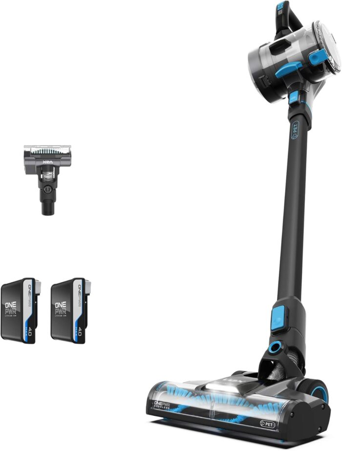 Vax ONEPWR Blade 4 Pet Dual Battery Cordless Vacuum Cleaner with Motorised Pet Tool – CLSV-B4DP, Graphite/Cyan Blue