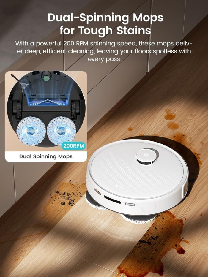 Lefant M3 Robot Vacuum Cleaner with Mop, Self-Emptying All-in-One Station, 12,000Pa Suction, dToF Laser Navigation, Dual-Spin Mops, 45°C Hot Water Auto-Wash & Air-Dry, Works on WiFi 2.4G & 5G