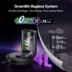 Vexilar Robot Vacuum and Mop with Multi-Cyclone Bagless Self Emptying Docking Station, 10000Pa Suction, LiDAR Navigation, 5 Maps, 180Min Runtime, Robotic Vacuum for Pet Hair, Carpet and Hard Floor