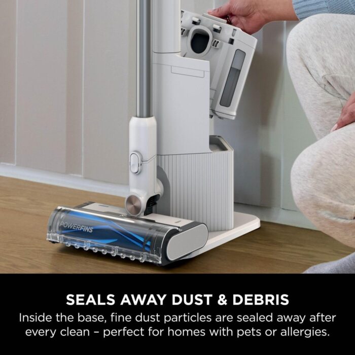 Shark Clean & Empty Cordless Vacuum Cleaner with Auto-Empty System, Lightweight Anti Hair Wrap Vacuum with Pet & Crevice Tools, 40 Mins, Charging Dock, LED Headlights, White,Mohogany, BU3521UKTSB