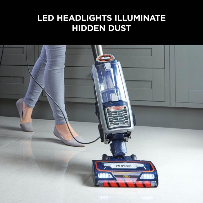 Shark Corded Upright Vacuum Cleaner,0.83L with Anti Hair Wrap Technology & DuoClean, Pet Model, Powered Lift-Away, LED Headlights, Anti-Allergen, 8m Cord, 750W, 3 Attachments, Navy/Orange, NZ801UKT