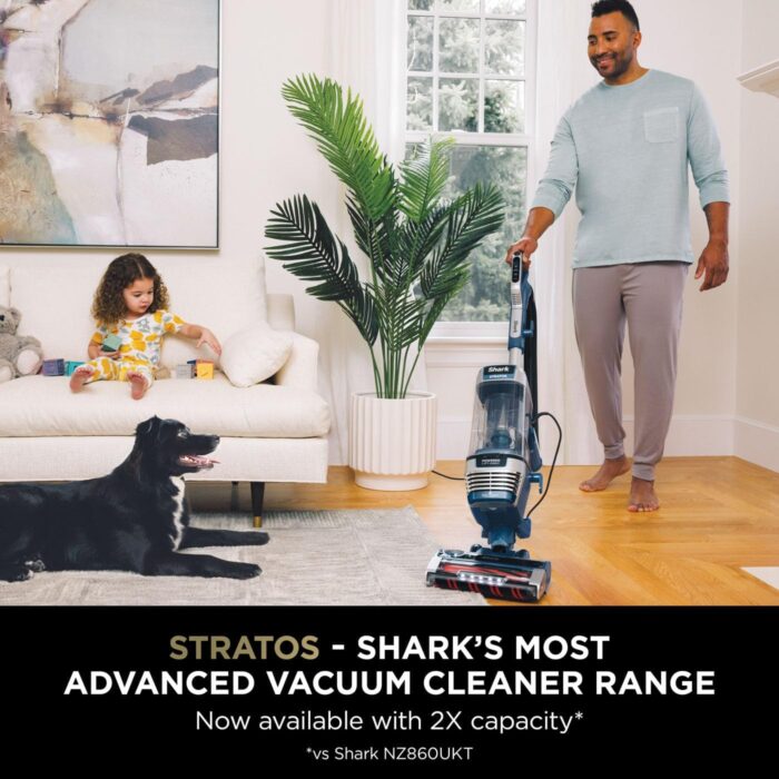 Shark Stratos XL 2.6 Litre Corded Upright Vacuum Cleaner with Anti Hair Wrap Plus & Anti Odour, Pet, Crevice and Multi-Surface Tools, Transforms to Portable Vacuum, 800W 2.6 ltrs, Navy Blue AZ3000UKT