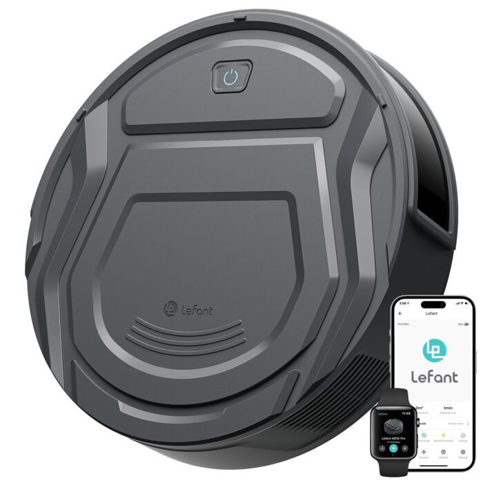 Lefant M330 Pro Robot Vacuum with Mop, 5000Pa, dToF Laser Navigation, 190° Obstacle Detection, Wi-Fi/Alexa Control, 150 Min Runtime, for Pet Hair, Light Grey