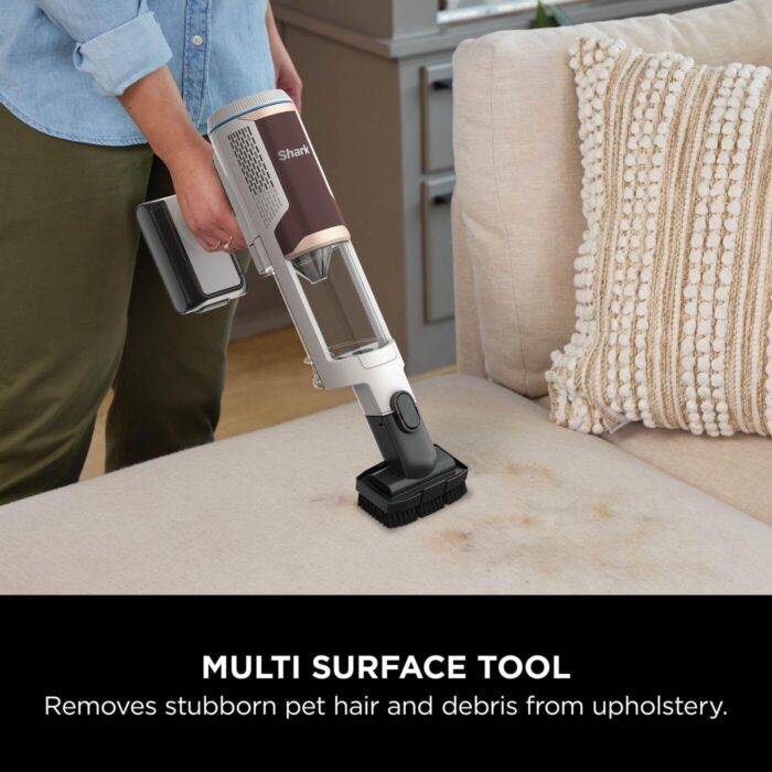 Shark Clean & Empty Cordless Vacuum Cleaner with Auto-Empty System, Lightweight Anti Hair Wrap Vacuum with Pet & Crevice Tools, 40 Mins, Charging Dock, LED Headlights, White,Mohogany, BU3521UKTSB