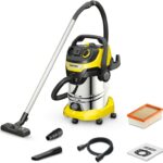 Kärcher Wet and Dry vacuum cleaner WD 6 P Premium, blower function, 1,300 W, stainless steel container: 30 l, suction hose: 2.2 m, extension hose, power outlet, drain screw, floor and crevice nozzle