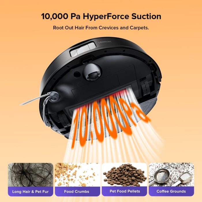 roborock Q10 S5+ Robot Vacuum, Self-Emptying, 10000Pa Suction, Up to 7 Weeks of Hands Free Cleaning, Dual Anti-Tangle Design, VibraRise 2.0&Auto Lifting Mopping System, Obstacle Avoidance (Black)