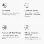 Dyson Cyclone V10 Absolute cordless vacuum cleaner, 150 AW, 60min runtime, Hair de-tangling (Nickel/Copper)