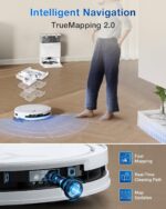 ECOVACS DEEBOT T50 PRO OMNI Robot Vacuum,Extend Side Brush and Mop, 15,000Pa, AIVI 3D 3.0, Auto Cleaning Solution Adding, 75℃ Hot Water Mop Washing, Hot Air-Drying, Ultra-thin 81mm, White