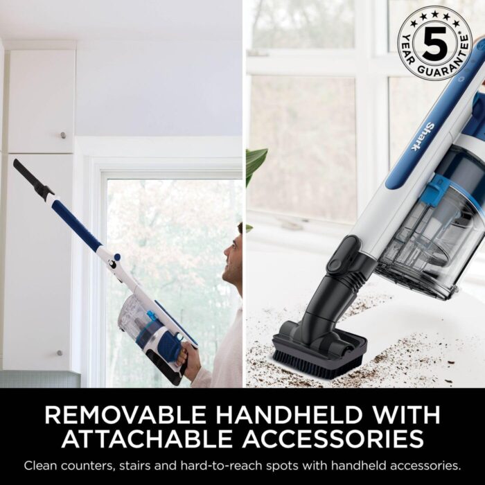 Shark PowerPro Cordless Stick Vacuum Cleaner, Lightweight, Floor Detect Technology, Anti-Hair Wrap Technology, Anti-Allergen Complete Seal, Flexible, Handheld mode, Navy Metallic, IZ380UK