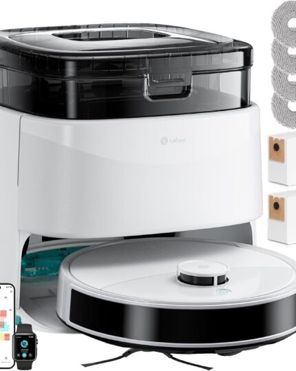 Lefant M3 Robot Vacuum Cleaner with Mop, Self-Emptying All-in-One Station, 12,000Pa Suction, dToF Laser Navigation, Dual-Spin Mops, 45°C Hot Water Auto-Wash & Air-Dry, Works on WiFi 2.4G & 5G