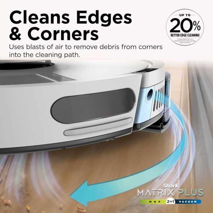 Shark Matrix Plus 2-in-1 Robot Vacuum and Mop with Self-charging Base - Deep-cleans Carpets, Hard Floors and Pet Hair - 3D LiDAR Navigation - Wi-Fi/App - 2 Pads and 2 Brushes incl. - Grey