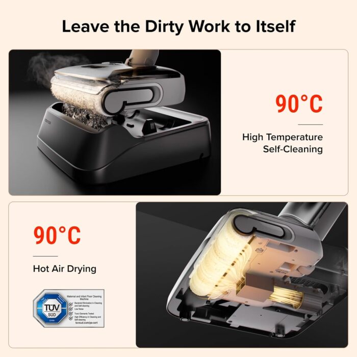 roborock F25 GT Cordless Wet Dry Vacuum Cleaner, 20000Pa All-in-One Floor Washer for Hard Floors, Edge-to-Edge Cleaning with 180° Lie-Flat, Auto Self-Cleaning, Lightweight Design